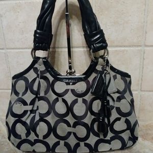 Coach Signiture Opt Art Kiss Lock Satchel #14331